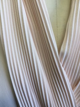 LA CHINE CLASSIQUE, Lt Pink, Polyester, Solid, Long Sleeves, Accordian File Pleated Shawl Collar, 2 Button Front