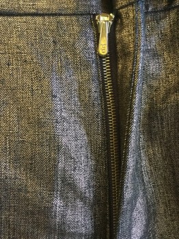 PAUL SMITH, Metallic, Pink, Black, Copper Metallic, Linen, Heathered, Pants: 2" Waistband with Belt Hoops, Flat Front, Zip Front, 4 Pockets