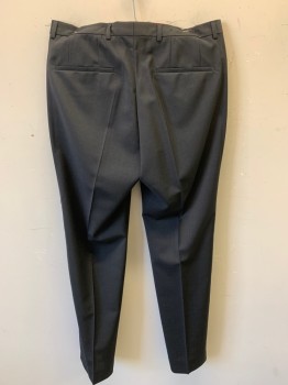 HUGO BOSS, Black, Polyester, Solid, Zip Front, Flat Front, 4 Pockets, Crease, Twill Tape Hem, Lower Rise
