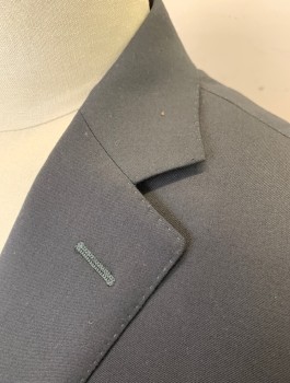 SUIT SUPPLY, Black, Wool, Solid, Single Breasted, Notched Lapel, 2 Buttons, 3 Pockets, Red Lining