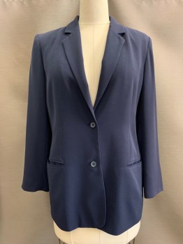 Womens, Blazer, LAURA SCOTT, Navy Blue, Polyester, Solid, 16, Notched Lapel, 2 Buttons, Single Breasted, 2 Welt Pockets