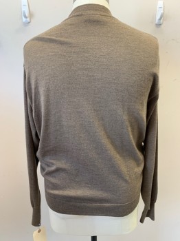 Mens, Pullover Sweater, ELUXE, Mushroom-Gray, Wool, Solid, XL, Long Sleeves, Pullover, Moc-turtleneck