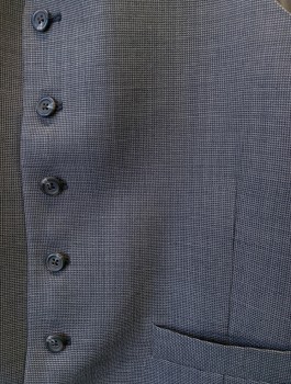 Mens, Suit, Vest, ACADEMY AWARD, Gray, Wool, Houndstooth - Micro, 40, 6 Button, 2 Pocket