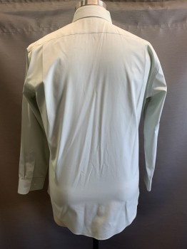 NORDSROM, Ice Green, Polyester, Cotton, Solid, L/S, Button Front, Collar Attached, Chest Pocket