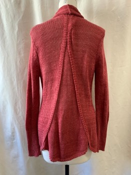 ANGER OF THE NORTH, Raspberry Pink, Linen, Cotton, Knit, Open Front, 2 Pockets, Split Back with Under Panel, Long Sleeves