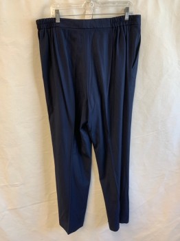 Womens, Suit, Pants, ELLEN TRACY, Midnight Blue, Wool, Synthetic, Solid, W: 37, 18, F.F., Zip Front, Side Pockets, Elastic Waist