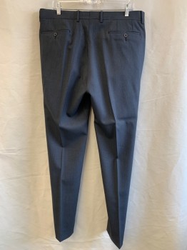 REPORTER, Charcoal Gray, Dk Gray, Wool, Rayon, Stripes - Vertical , F.F, Tab Waistband, Belt Loops,