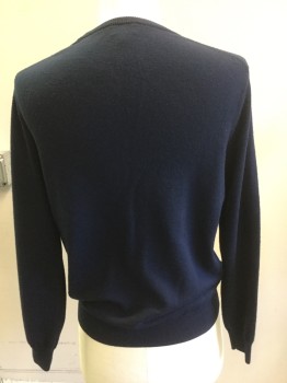 Mens, Pullover Sweater, JCREW, Navy Blue, Wool, Solid, M, V-neck,