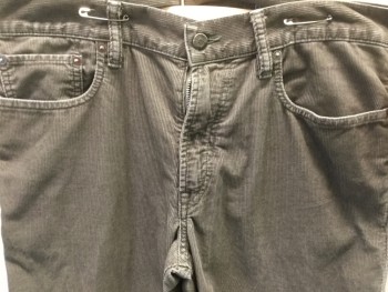 Mens, Casual Pants, GAP, Gray, Cotton, Solid, 32, 33, Gap 1969, 5 + Pockets, Corduroy