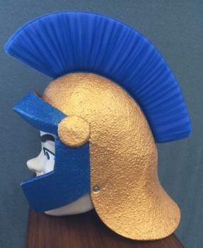 MTO, Blue, Gold, Sand, Foam, Plastic, SPARTAN: Mascot, Head Piece & Face, Foam Helmet, Plastic Head, Mesh Mouth/Eyes