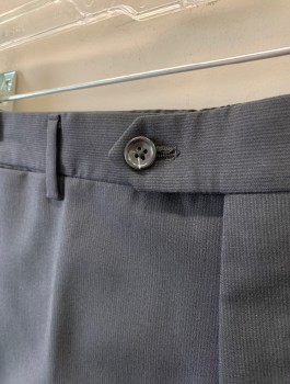 BARONI PRIVE , Charcoal Gray, Wool, Stripes - Micro, Flat Front, Button Tab, Zip Fly, 5 Pockets Including Watch Pocket, Belt Loops