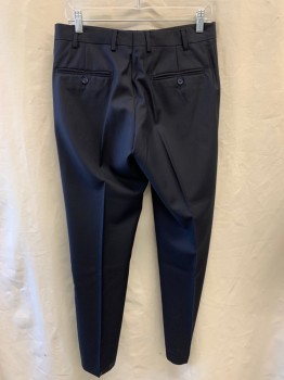 Mens, Suit, Pants, GALANTE, Midnight Blue, Wool, Viscose, 32, 30, Side Pockets, Zip Front, Flat Front