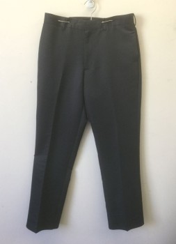 Mens, Slacks, PERRY ELLIS, Charcoal Gray, Polyester, Solid, Ins:32, W:34, Self Pin Stripes, Flat Front, Zip Fly, Straight Leg, 4 Pockets