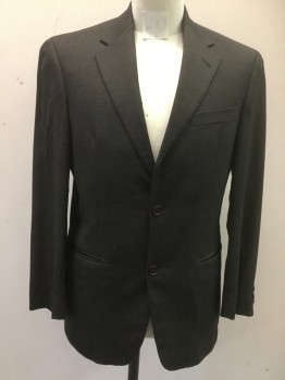 GIANFRANCO RUFFINI, Brown, Black, Wool, 2 Color Weave, Single Breasted, 2 Buttons,  3 Pockets, Notched Lapel, No Center Back Vent,