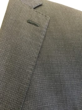 MICHAEL KORS, Charcoal Gray, Wool, Check , Mini-Check, Single Breasted, Collar Attached, Hand Picked Collar/Lapel, 3 Pockets, 2 Buttons