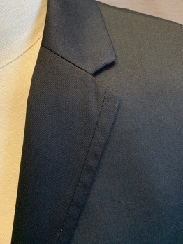 FERRECCI, Black, Polyester, Viscose, Solid, Single Breasted, 2 Buttons,  Notched Lapel with Self Edge
