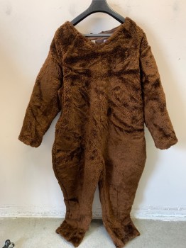 MARYLEN, Brown, Synthetic, Solid, Beaver, 4 Pieces, Brown Furry Jumpsuit, Velcro Center Back, Tail Goes on First.
