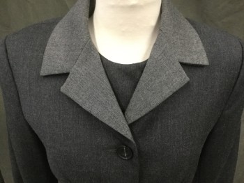 Womens, 1990s Vintage, Suit, Jacket, SAVIGO, Dk Gray, Gray, Wool, Heathered, W 26, B 34, H 38, Single Breasted, Notched Lapel, Fitted, Jacket & Dickie,