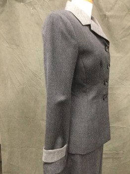 Womens, 1990s Vintage, Suit, Jacket, SAVIGO, Dk Gray, Gray, Wool, Heathered, W 26, B 34, H 38, Single Breasted, Notched Lapel, Fitted, Jacket & Dickie,