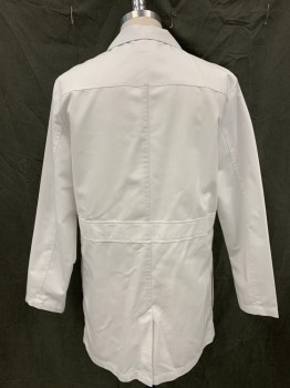 GREY'S ANATOMY, White, Polyester, Cotton, Solid, Long Sleeves, Notched Lapel, 3 Buttons,  4 Pockets, 2 are Welt Pockets 2 are Patch Pockets, Self "Belt" Panel/Detail at Back Waist