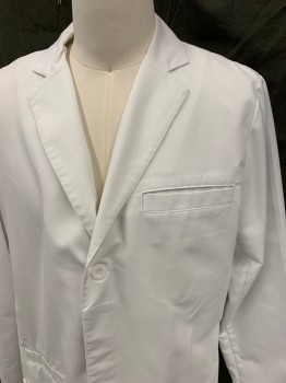 GREY'S ANATOMY, White, Polyester, Cotton, Solid, Long Sleeves, Notched Lapel, 3 Buttons,  4 Pockets, 2 are Welt Pockets 2 are Patch Pockets, Self "Belt" Panel/Detail at Back Waist