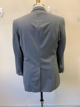 Mens, Suit, Jacket, JOS. A. BANK, Gray, Wool, Stripes, 40/33, 46L, Single Breasted, 2 Buttons, Notched Lapel, 3 Pockets, 1 Back Vent