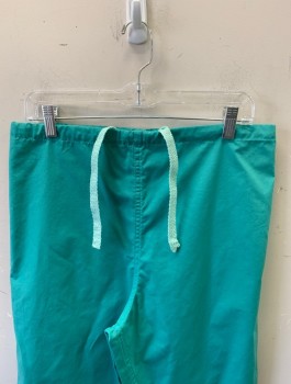 FASHION SEAL, Teal Green, Poly/Cotton, Solid, Drawstring Waist With Light Green Drawstring, 1 Patch Pocket In Back