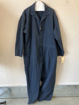 Mens, Coveralls Men, Dickies, Dk Blue, Cotton, Solid, REG, 50/52, Coveralls, L/S, Zip Frogs & Loops,  W/snaps, 2 Patch Pockets Chest And 2 Seamed Pockets Front Pants With/ 2 Patch Pocket Back