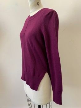 Womens, Pullover Sweater, ISABEL ETOILE MARANT, Purple, Cotton, Wool, Solid, S, L/S, Crew Neck, Center Seam, Side Slits
