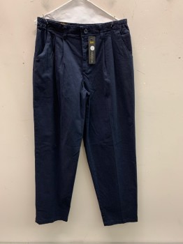 Womens, Pants, LEE, Navy Blue, Cotton, Solid, 14, Pleated, Slant Pockets, Zip Front, Belt Loops