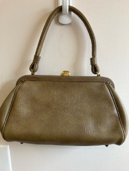 Womens, Purse, NL, OS, Brown Pebble Grain Leather, Gold Hardware, 1 Hand Strap