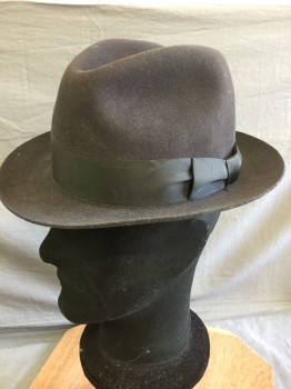 GOORIN BROS, Dk Gray, Black, Synthetic, Solid, with 1-1/2" Black Ribbon with Self Bow Around the Crown,