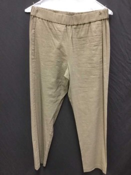 Womens, Pants, THEORY, Khaki Brown, Linen, Solid, W 29, 2" Elastic Waistband, 2 Vertical Side Pockets Front, and 2 Back