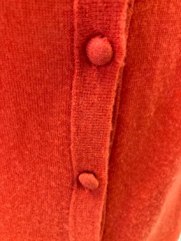 KATE SPADE, Red, Wool, Polyester, Solid, Knit, CN W/Beaded Neckline Below Rib Knit, B.F., 7 Matching  Covered Btns, L/S