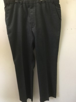 BARRINGTON, Charcoal Gray, Wool, Solid, Flat Front, Slit Pockets, Zip Fly