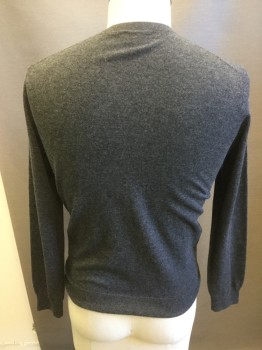 Mens, Pullover Sweater, JCREW, Heather Gray, Cashmere, Solid, L, V-neck,