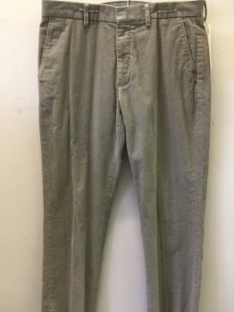Mens, Casual Pants, JCREW, Khaki Brown, Cotton, Solid, 30, 32, 2 Welt Pocket, Corduroy, Flat Front