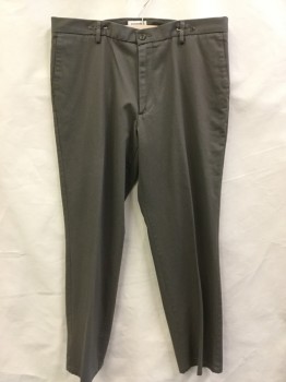 Mens, Casual Pants, DOCKERS , Putty/Khaki Gray, Cotton, Solid, 34, 38, Putty, Flat  Front , Zip Front, 4 Pockets,