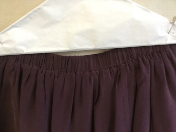 Womens, Skirt, Knee Length, MADEWELL, Maroon Red, Viscose, Silk, Solid, S, Faded Maroon, Large Pleat 1" Waistband Front with Elastic Back, 2 Slant  Pockets Front, Solid Maroon Lining