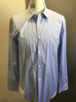 CALVIN KLEIN, Baby Blue, Royal Blue, Cotton, Grid , Collar Attached, Button Front, Long Sleeves, Fitted