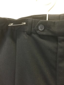 DKNY, Black, Solid, Single Pleated, Button Tab Waist, Zip Fly, 4 Pockets, Straight Leg