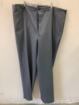 SIAM COSTUMES, Gray, Lt Gray, Wool, Stripes - Pin, Flat Front, Button Fly,