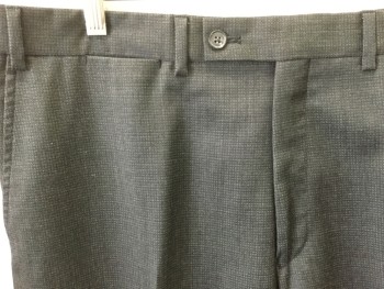 MICHAEL KORS, Charcoal Gray, Wool, Check , Flat Front, Button Tab, 4 Pockets + Watch Pocket, Belt Loops