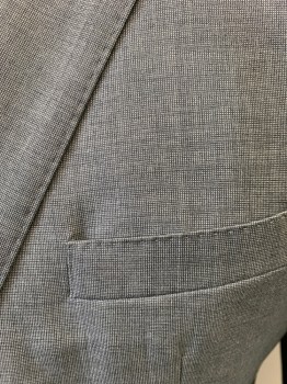 BOSS, Lt Gray, Wool, Heathered, Heathered Micro-weave, 2 Button Front, Notched Lapel, 3 Pockets,
