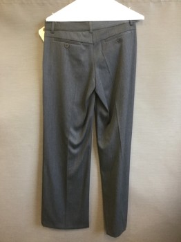 THEORY, Heather Gray, Wool, Lycra, Solid, Flat Front, Zip Fly, Creased Leg, Slit Back Pockets
