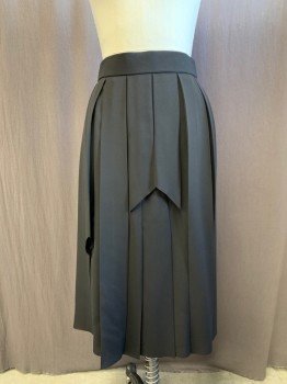 Womens, Skirt, Below Knee, COS, Black, Polyester, Solid, 2, 1 3/4" Waistband, Box Pleats with Some Panels Shorter Than Others, Back Zip