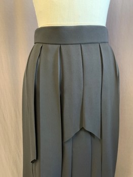 Womens, Skirt, Below Knee, COS, Black, Polyester, Solid, 2, 1 3/4" Waistband, Box Pleats with Some Panels Shorter Than Others, Back Zip