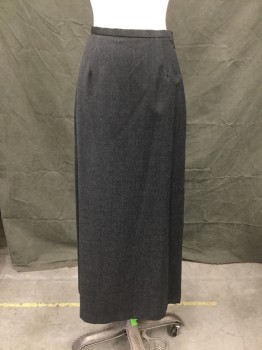 Womens, 1990s Vintage, Suit, Skirt, SAVIGO, Dk Gray, Wool, Heathered, H 38, W 26, Long, Ankle Length Skirt, Side Zipper,