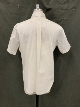 ANTO, White, Cotton, Solid, Button Front, Collar Attached, Button Down Collar, Short Sleeves, Multiples,