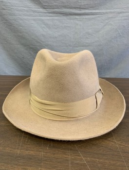 SELENTINO, Taupe, Wool, Solid, Felt, with Grosgrain Band, Mid Size Brim (2"), Retro 1940's -1950's Style Reproduction